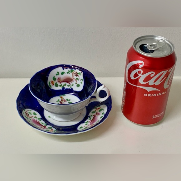 19th Century Antique Gaudy Welsh Feather Pattern Cup & Saucer Tea Set - Picture 16 of 16